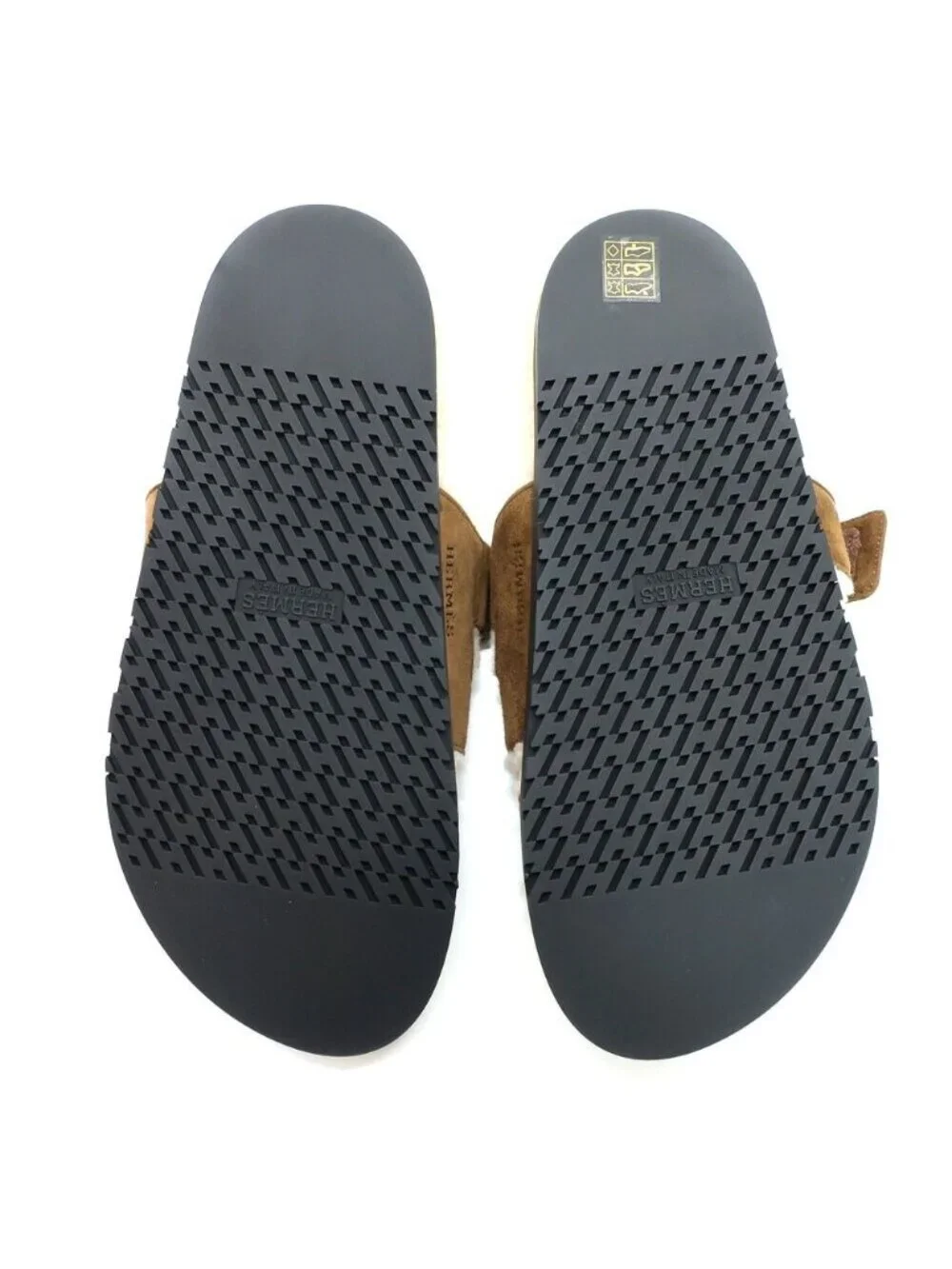 Hermes Heaven Chypre Sandals 42 Brown Fume Ecru Sheepskin Fluffy